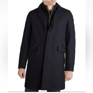 NWT $600 Cole Haan Men's Navy Sweater Bib Wool Blend Jacket Overcoat Size Large